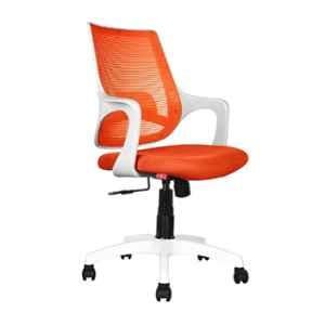 Rose Mono Mesh White & Orange Medium Back Revolving Ergonomic Office Chair