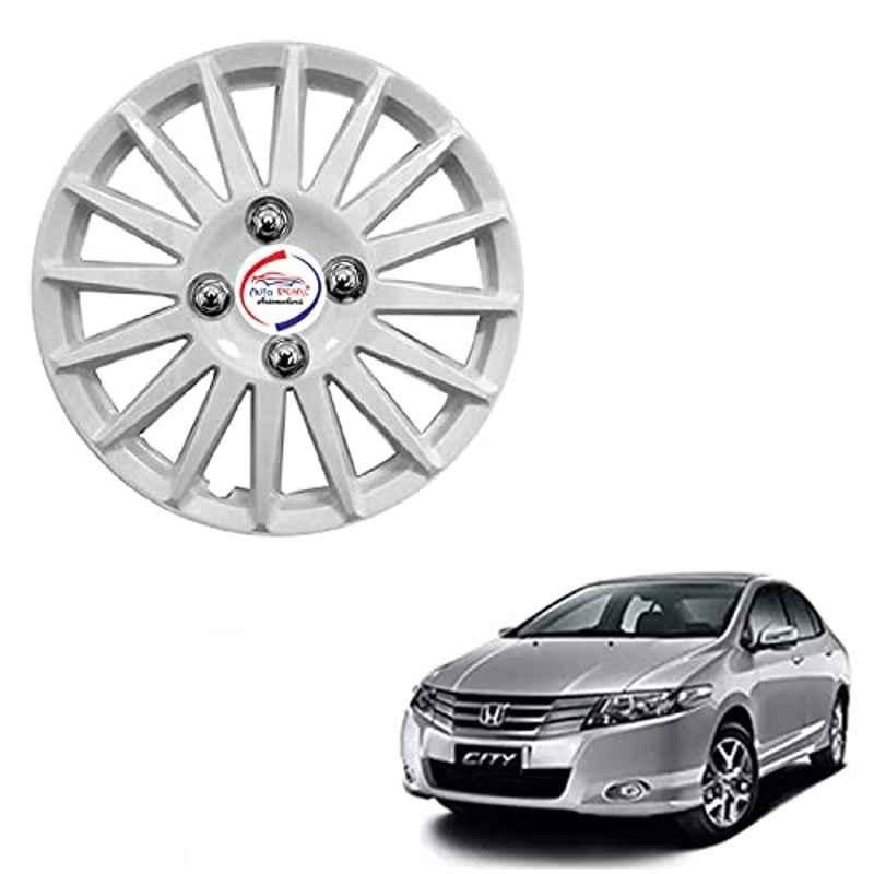 Auto Pearl 4 Pcs 15 inch ABS Camry Silver Press Type Hubcap Wheel Cover Set with Retention Ring for Honda City Ivtec 2011