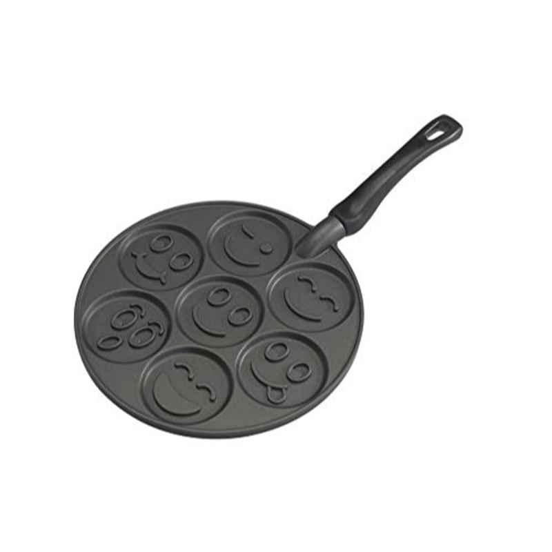 Nordic Ware 10.5 inch Aluminium Black Non-Stick Smiley Face Pancake Pan, 1920
