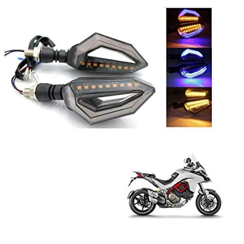 Kozdiko 4 Pcs Bike D Shaped 9 LED Front & Rear Side Turn Signal Indicator Light Set for Ducati Multistrada