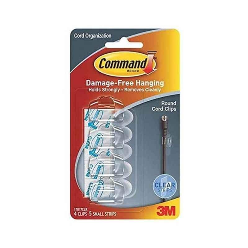 3M Command 29 Pcs Clear Round Cord Clips Strips Set, 51141346960