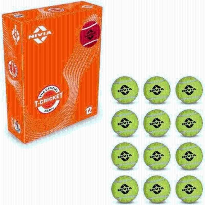 Nivia Cricket Tennis Ball Light Weight (Pack of 12 Balls) Cricket Tennis Ball (Standard) (Pack of 12, Yellow)