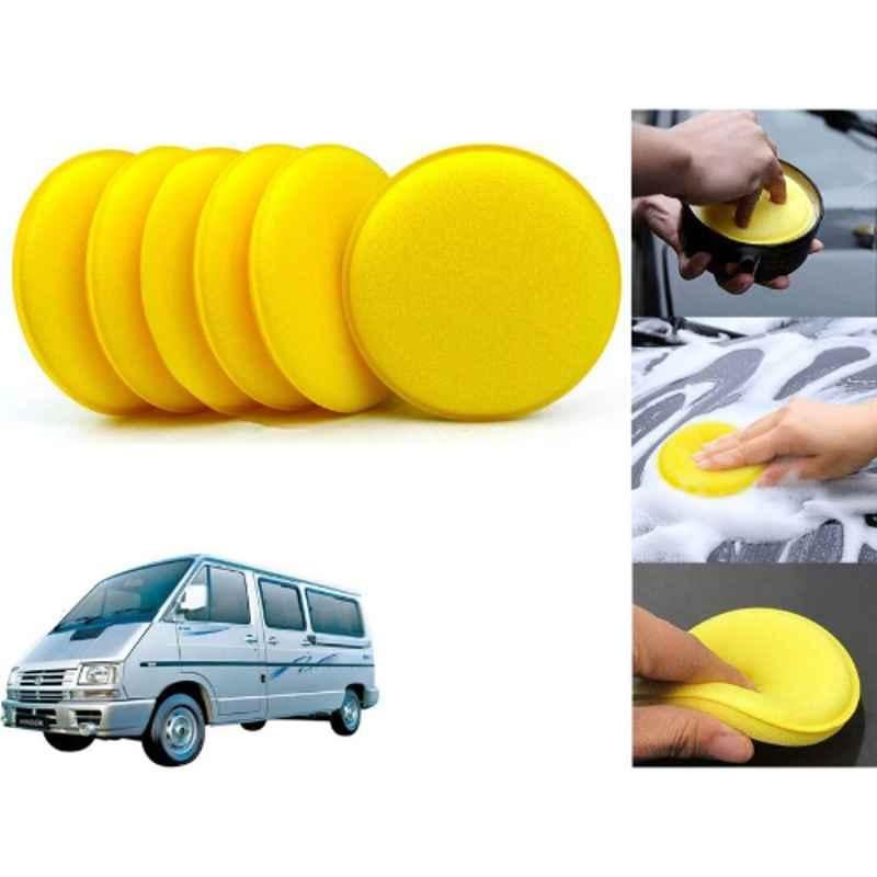 Auto Pearl Polyurethane Beige Washing & Waxing Polish Foam Sponge for Winger (Pack of 6)
