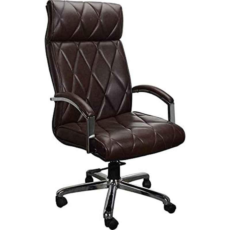 KDF Mart Upholstery Fabric Brown Medium Back Adjustable Executive Swivel Chair with Back Support, MIS171
