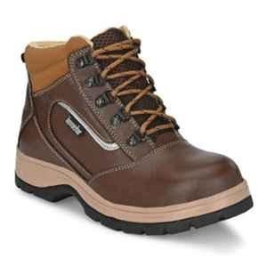 Kavacha S120 Pure Leather Brown Steel Toe Work Safety Shoes, Size: 8