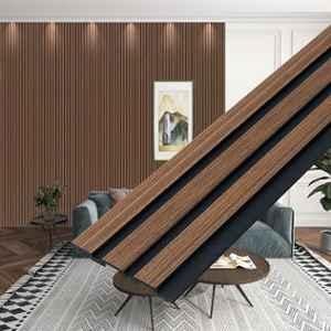 Plantex 15 Sqft 5 inchx8ft Wooden Classic Strip Wall Panels/Wooden Louvers Panel for Wall 8ft/Charcoal Panel for Interior Wall Decor/3D Wall Panel (Pack of 5)