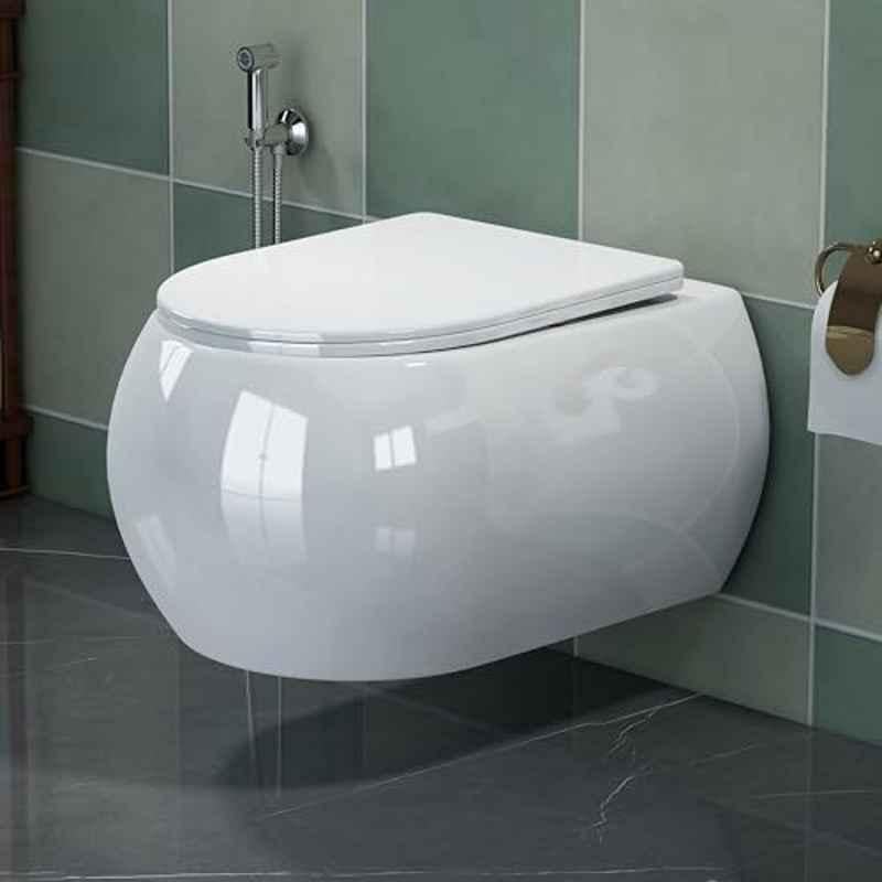 Plantex Ceramic White P Trap Western Commode with Soft Closing Toilet Seat