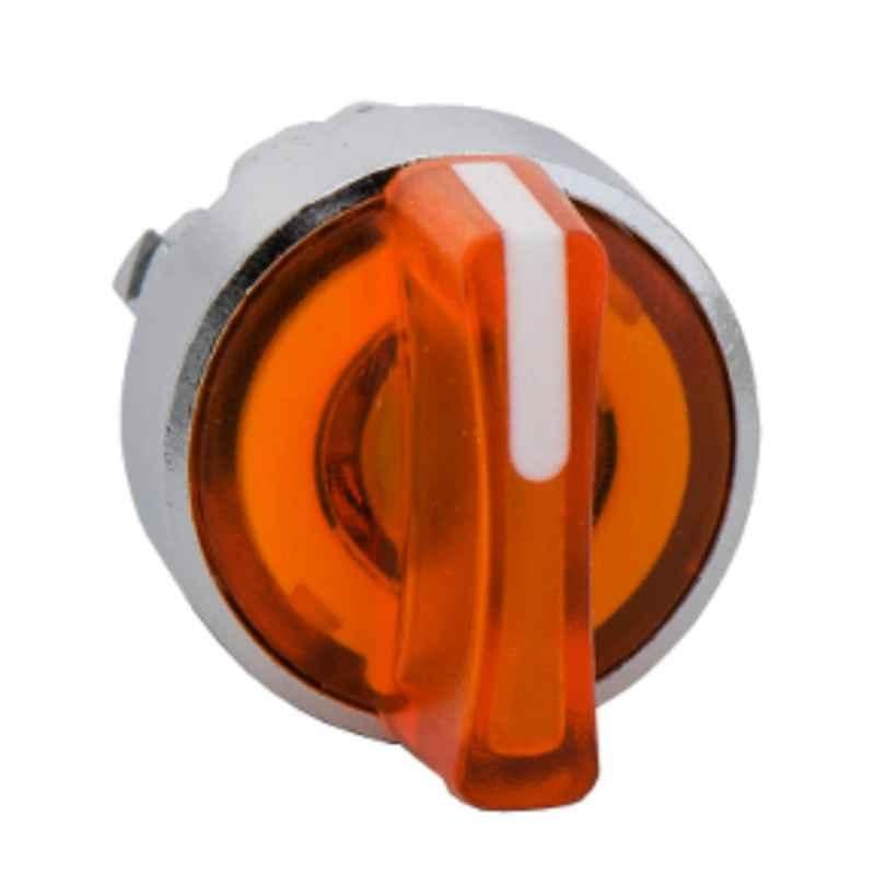 Schneider Orange Head 3 Position Stay Put Illuminated Selector Switch, ZB4BK1353