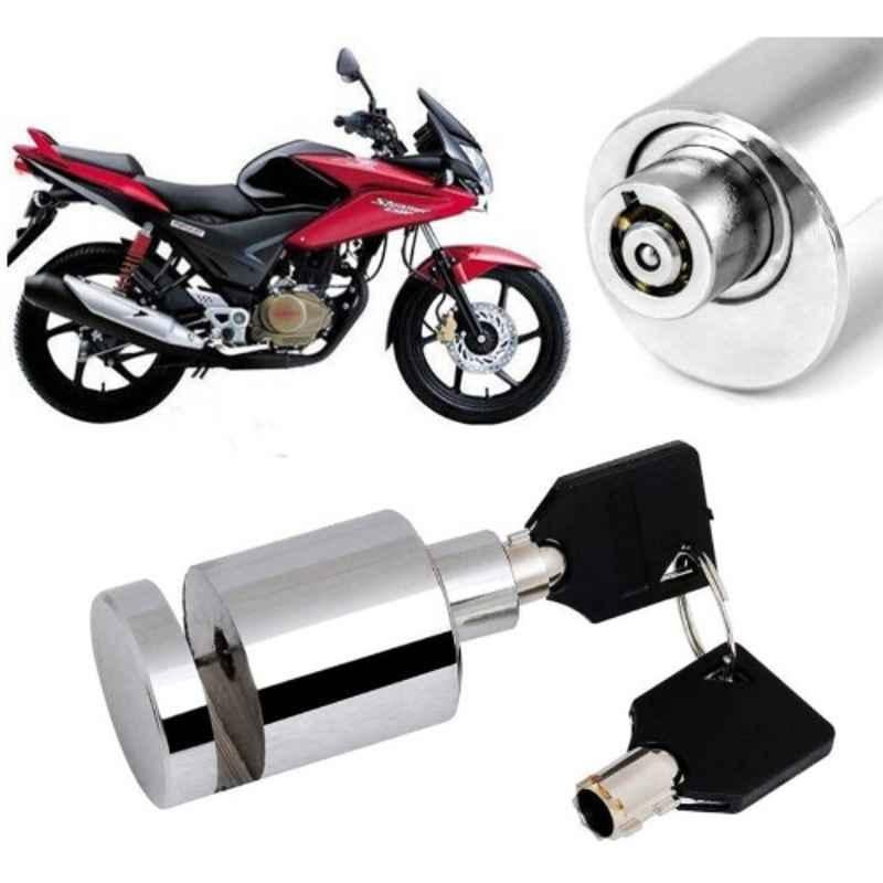 Auto Pearl Stainless Steel Silver Heavy Duty Anti Theft Motorcycle Disc Brake Lock, Lock-232