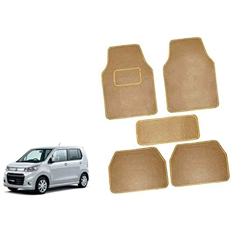Auto Pearl 5 Pcs Polyester Beige Car Floor Carpet Set for Maruti Suzuki WagonR Stingray