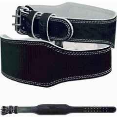 QUIT-X Nubuck Leather Black Powerlifting Belt with Back & Lumbar Support for Gym Training, Size: Free