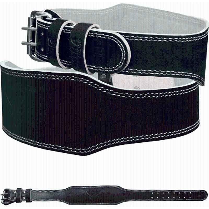QUIT-X Nubuck Leather Black Powerlifting Belt with Back & Lumbar Support for Gym Training, Size: Free