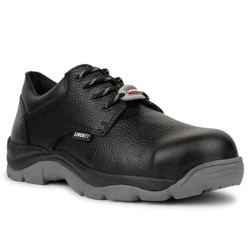 Liberty SHIELD-CA Leather Composite Toe Black Safet Shoes with Rubber Sole, Size: 10