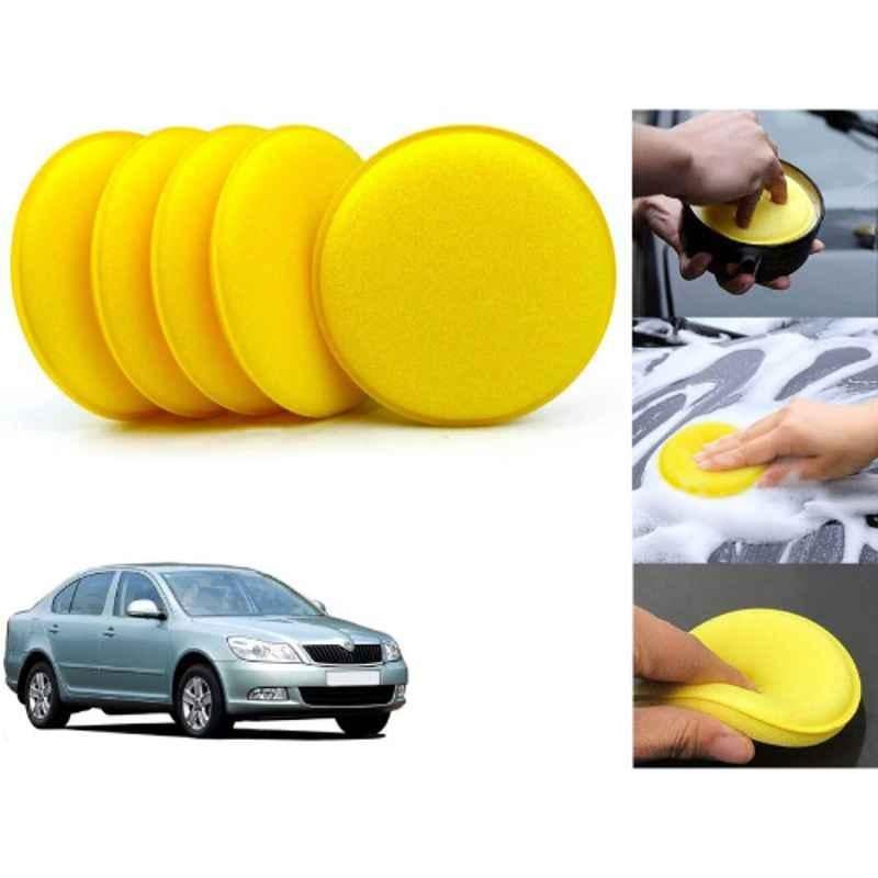 Auto Pearl Polyurethane Beige Washing & Waxing Polish Foam Sponge for Laura 2009-2013 (Pack of 5)