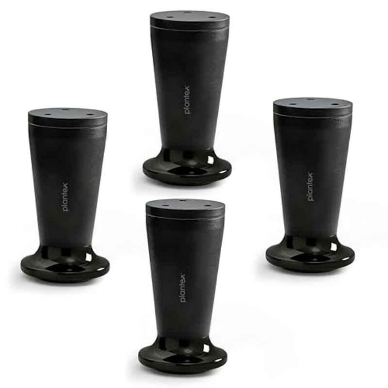Plantex 4 inch Aluminium Black Sofa Legs with Rubber Grip, DTS-87 (Pack of 4)