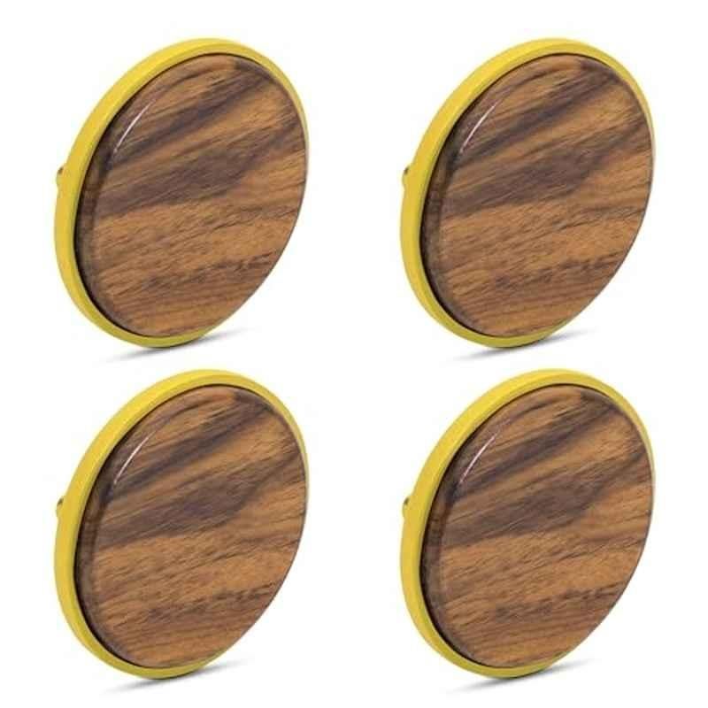 Plantex Knobs for Drawer/Round Drawer Knobs/Knobs for Cabinets/Pull-Push Knobs for Kitchen/Bedroom Drawer (Pack of 4) Big, Gold & Wood