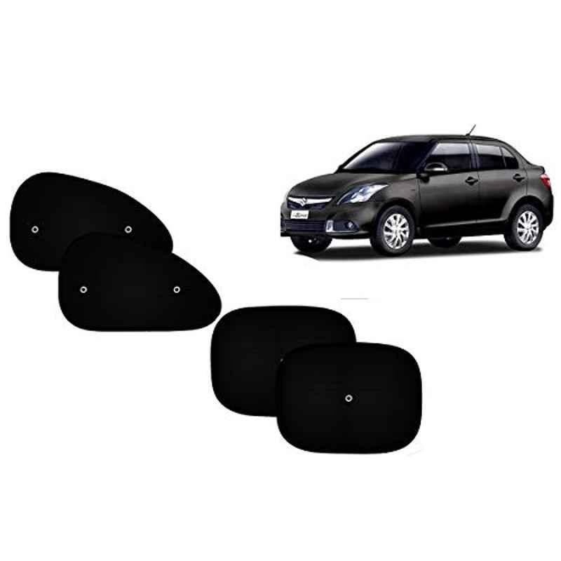 Auto Pearl 4 Pcs PVC & Mesh Black Window Side Sun Shade Set for Maruti Suzuki Swift Dzire Type 3
