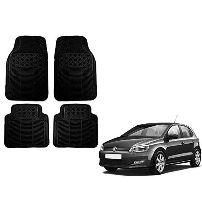Kozdiko Black Simple Rubber Car Foot Mat Set for Volkswagen Polo, koz_13539