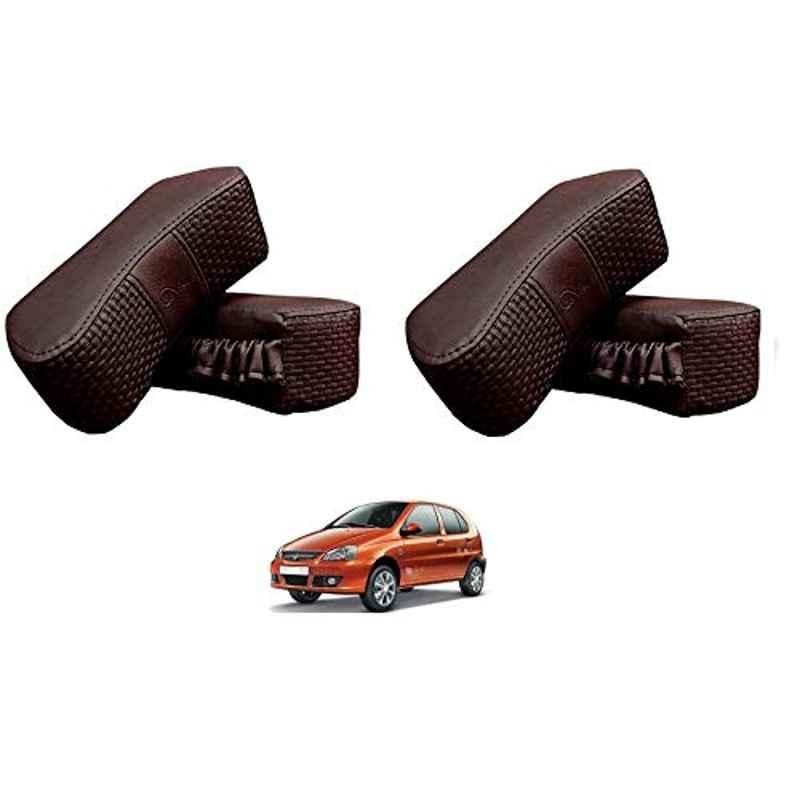 Kozdiko 4 Pcs CV Designer Cola Leatherite Neck Rest Car Cushion Pillow Set for Tata Indica