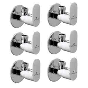 Cliquin Opal Brass Silver Chrome Wall Mounted Angle Valve with Wall Flange (Pack of 6)