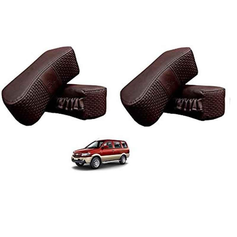 Kozdiko 4 Pcs CV Designer Cola Leatherite Neck Rest Car Cushion Pillow Set for Chevrolet Tavera