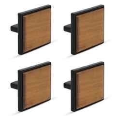 Plantex Knobs for Drawer/Square Drawer Knobs/Knobs for Cabinets/Pull-Push Knobs for Kitchen/Bedroom Drawer (Pack of 4) Big, Black & Wood