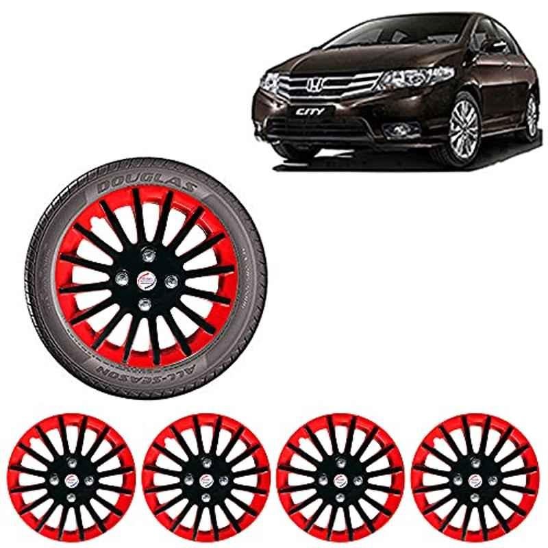Auto Pearl 4 Pcs 15 inch ABS Black & Red Wheel Cover Set for Honda City i DTec V