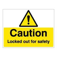 SUNSIGNS 100x75mm Vinyl & Acrylic Sandwich Caution Locked Out for Safety Signage, SN0166VNLM1HPIDAA