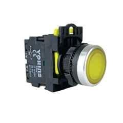 Yokins 22mm 220V 1NO Yellow Illuminated Push Button with Spring Return, EB2M-A-01D-Y