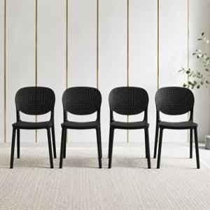 CELLBELL Aero Plastic Black Stackable Armless Chair (Pack of 4)