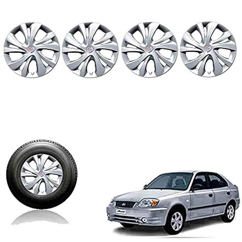 Auto Pearl 4 Pcs 14 inch ABS Silver Car Wheel Cover Set for Hyundai Accent