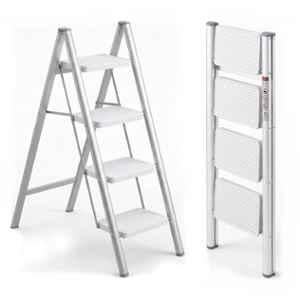 Corvids 150kg 4 Step White Heavy Duty Carbon Steel Foldable Step Ladder with 2 Years Warranty, CCSL-04W