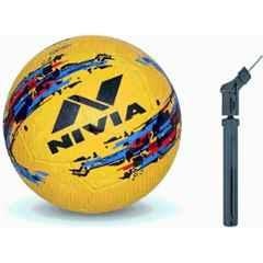 Nivia Storm Yellow Football with Pump Combo Football, Size: 5 (Standard) (Pack of 2) Multicolour)