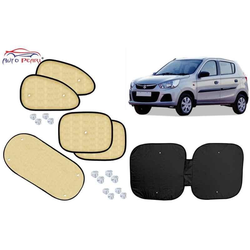 Auto Pearl 6 Pcs PVC & Mesh Beige Window, Front & Rear Sun Shade Set for Maruti Suzuki Alto K10 2018