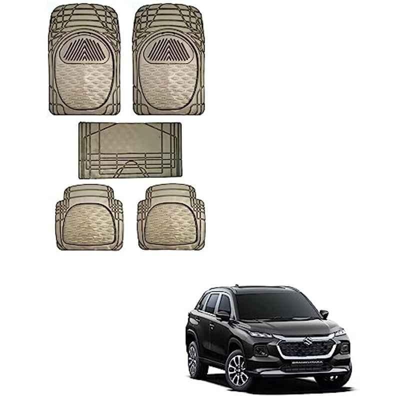 Kozdiko 5 Pcs 6205 Smoke PVC Rubber Car Foot Mat Set for Maruti Suzuki Grand Vitara (2022-Present)
