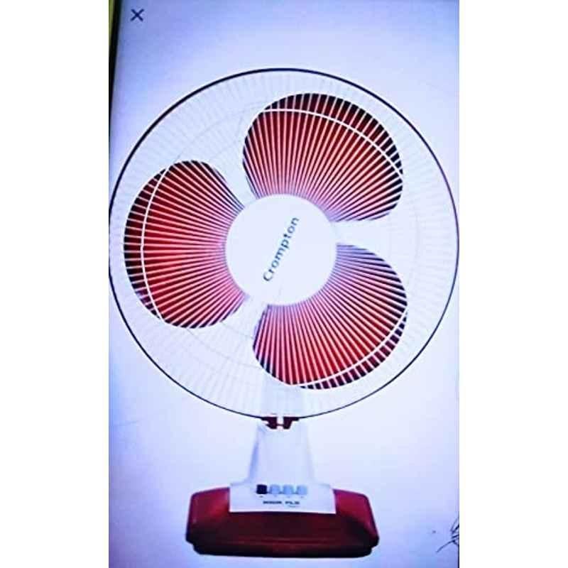 Crompton 58W 1350rpm Crimson Red 3 Blade Table Fan, Sweep: 400 mm