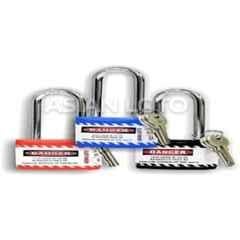 Asian Loto 3 Pcs Metal & Plastic Red, Blue & Black Long Shackle Jacket Padlock Set with 3 Keys, ALC-LPL