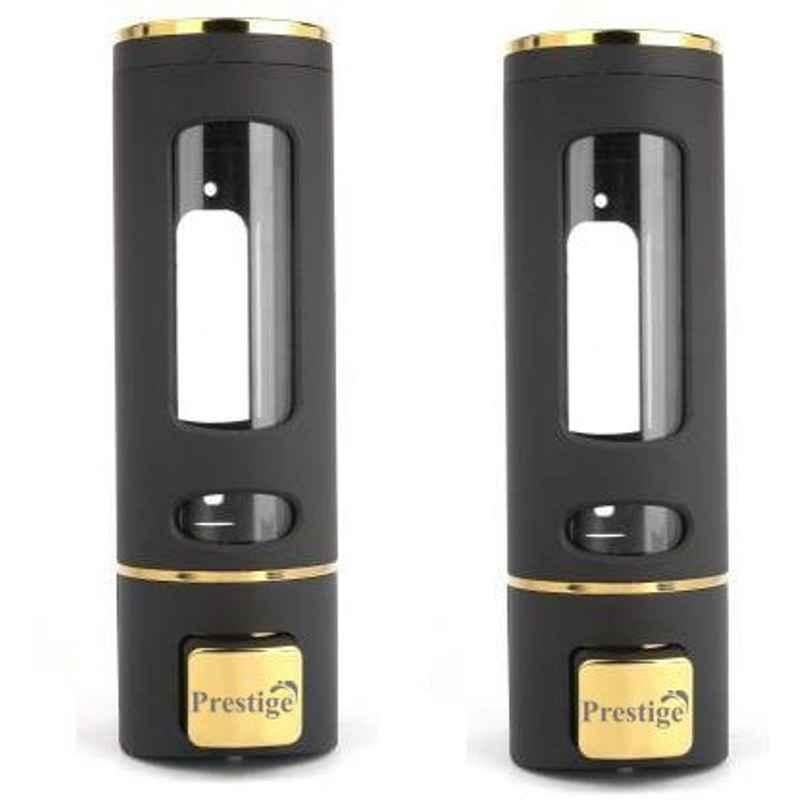 Prestige 350ml Plastic Black & Gold Liquid Soap Dispenser (Pack of 2)
