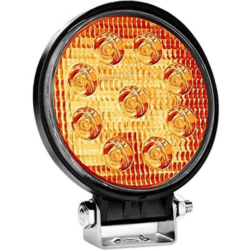 AllExtreme EX9RY1P 9 LED 27W Yellow Round Light Waterproof Fog LED Light with Mounting Brackets