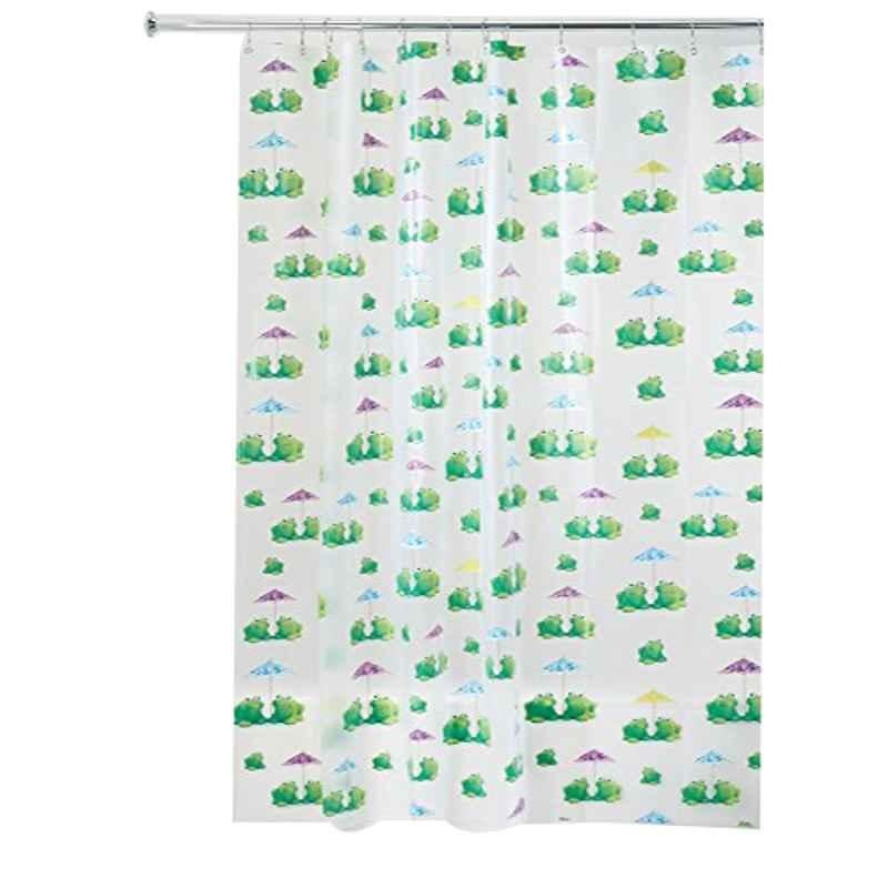 iDesign 180x200cm PEVA Green Frogs Shower Curtain, 26299EU