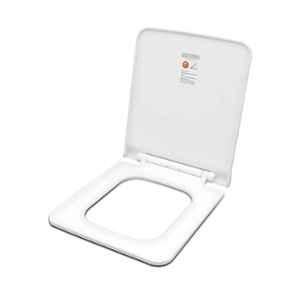 Elegant Casa 47x35cm White Toilet Seat Cover with Easy Installation Stable Hinge Design