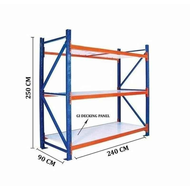Ast 1000kg HR Steel Blue & Orange Heavy Duty Racking with 3 Shelves, HD250902403