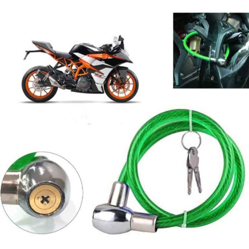 Auto Pearl PVC & Plastic Green Heavy Duty Cable Lock for RC 390, 406