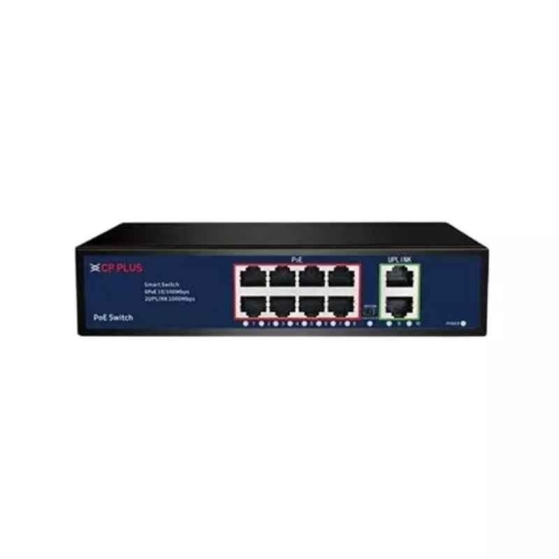CP PLUS 8 Port 10/100 Mbps AI PoE Switch with 250m Long Distance Transmission, CP-ANW-HP16G2F1-N30