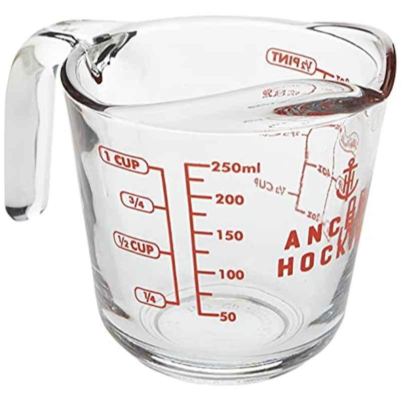 Anchor Hocking 8oz Glass Open Handle Measuring Cup with Red Description, FBA_55175OL11
