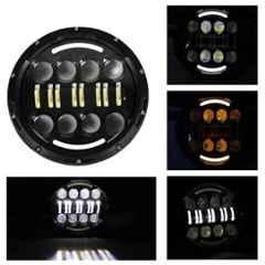 AllExtreme EX16RH1 7 inch 75W DRL & Turn Signal Black Round LED Projector Headlight with High & Low Beam