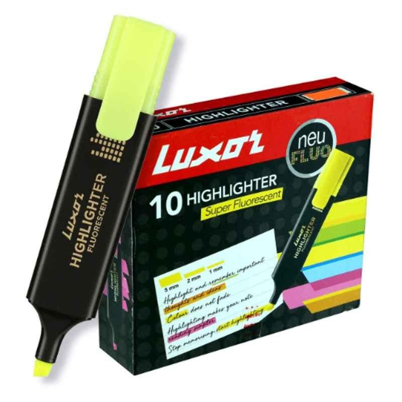 Luxor Super Fluorescent 0.3mm Yellow Plastic Highlighter, 1851 (Pack of 500)