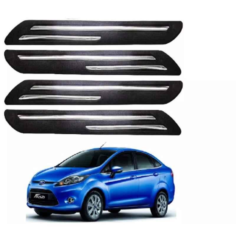 Sca Rubber Car Side Bumper Protector Guard with Double Chrome Strip for Ford Fiesta All Model Black Set Of 4, SCA-G3NMRE