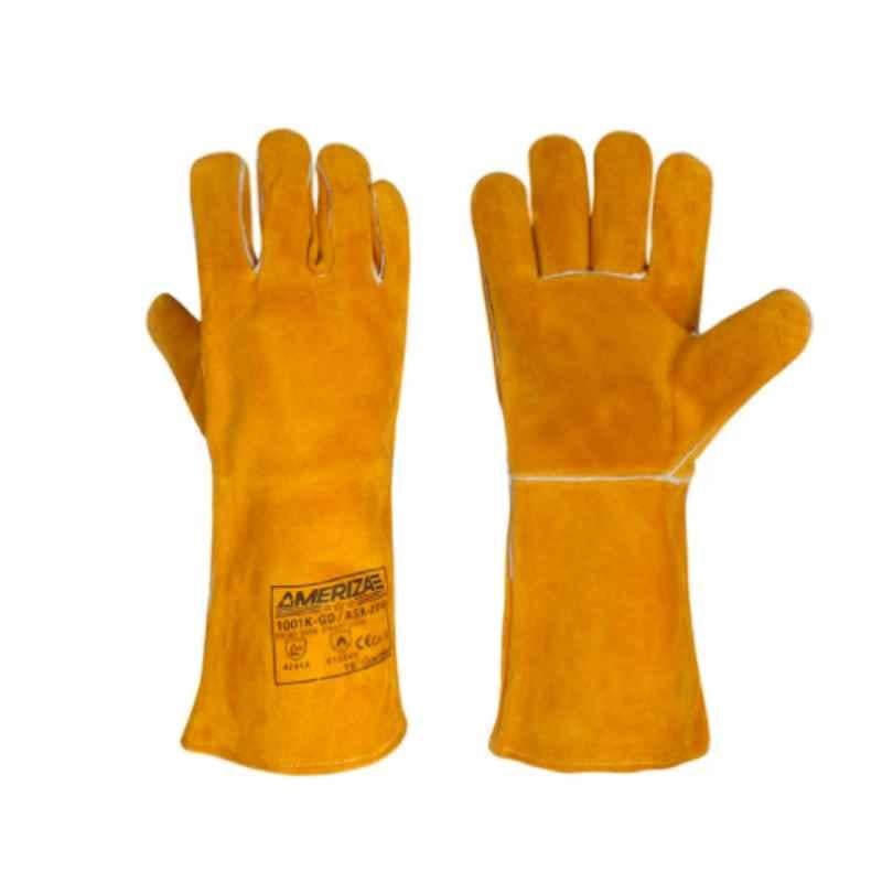 Ameriza E202282020 Leather Golden Safety Gloves, Size: 16 inch