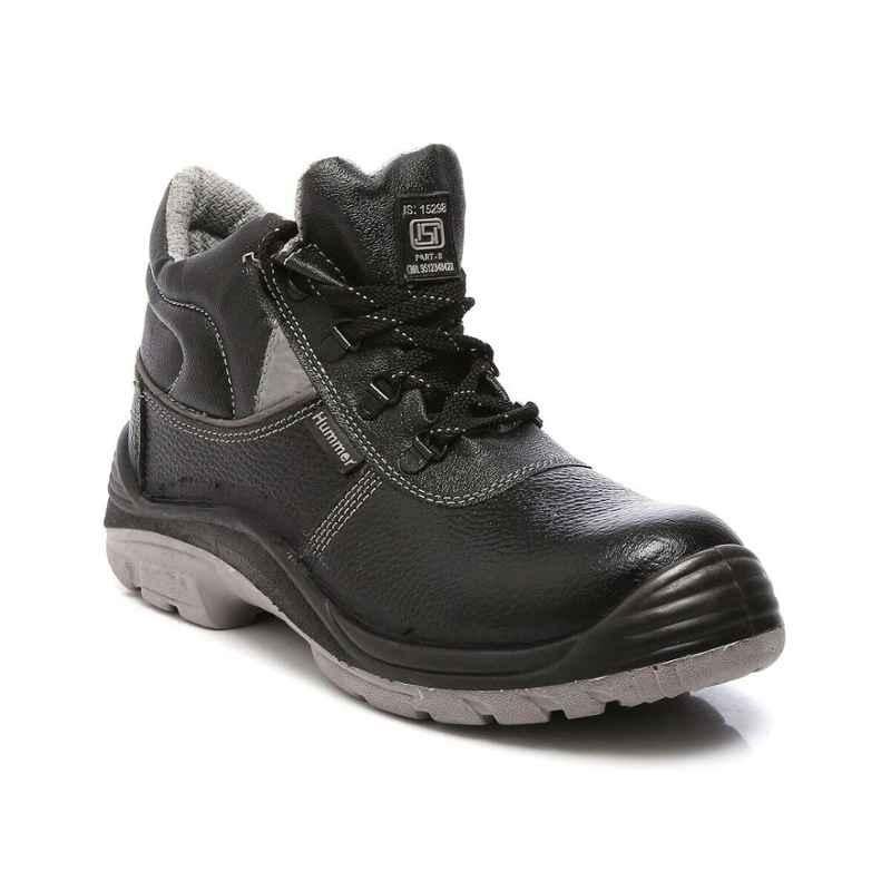 Agarson Hummer Steel Toe Black Work Safety Shoes, Size: 8